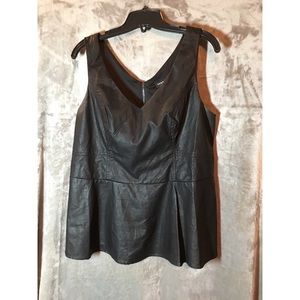 Faux Leather Peplum Top